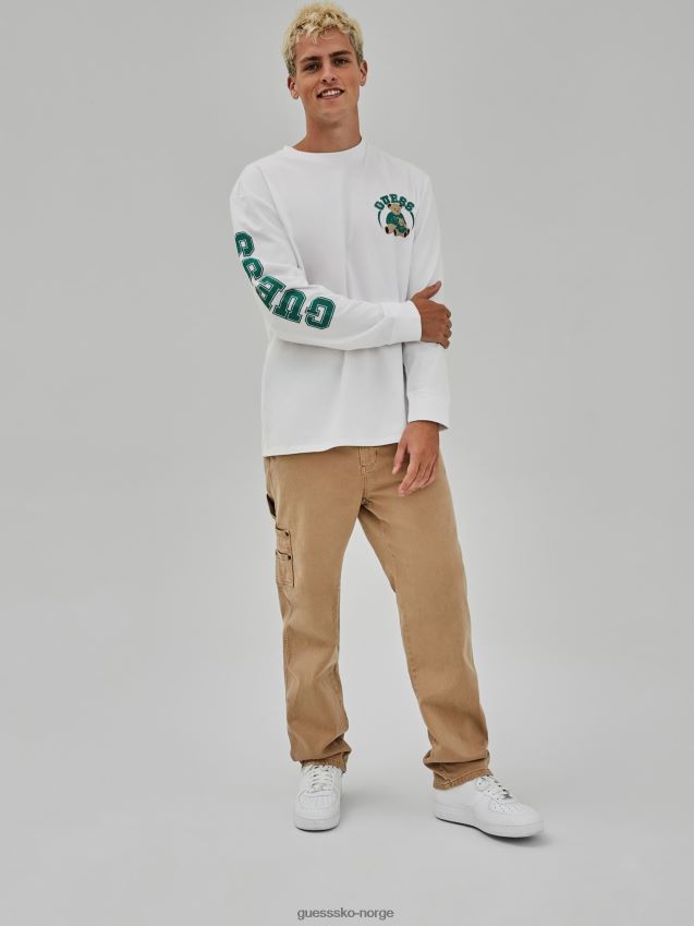 Guess hvit front-logo t-skjorte ny trend hvit menn F0LJ801195