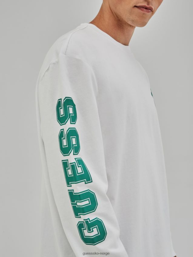 Guess hvit front-logo t-skjorte ny trend hvit menn F0LJ801195