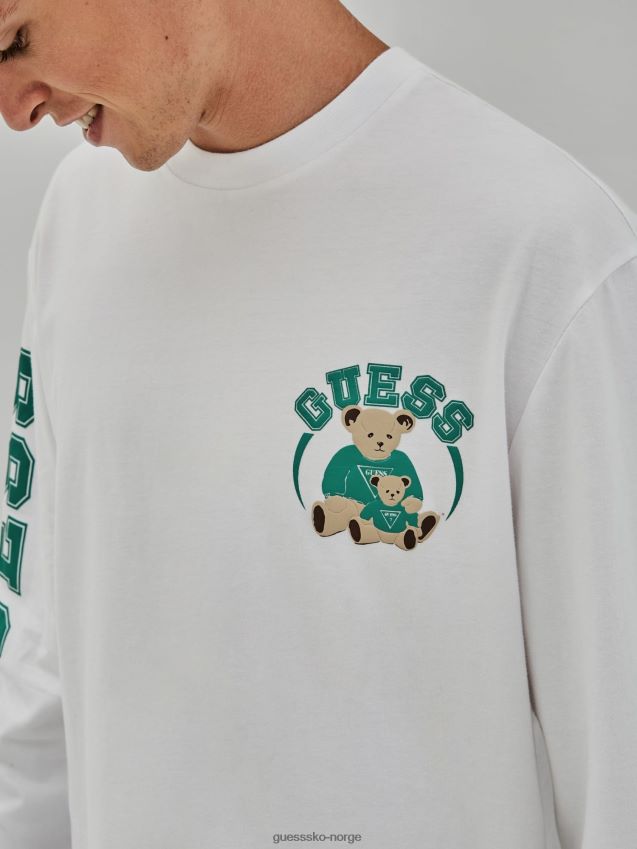 Guess hvit front-logo t-skjorte ny trend hvit menn F0LJ801195