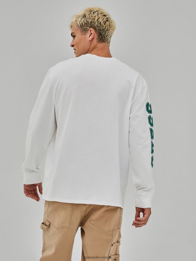 Guess hvit front-logo t-skjorte ny trend hvit menn F0LJ801195