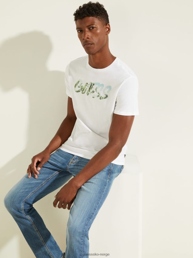 Guess hvit logo foran t-skjorte hvit menn F0LJ801221