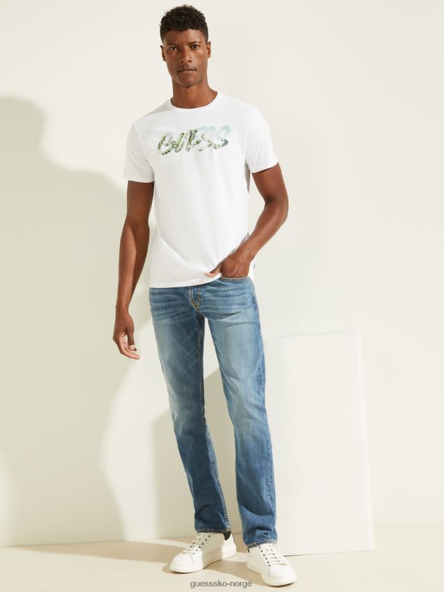 Guess hvit logo foran t-skjorte hvit menn F0LJ801221