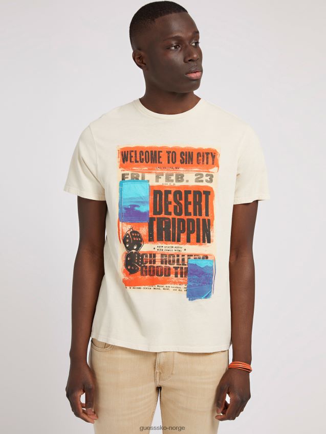 Guess hvit multi front print t-skjorte ny trend hvit multi menn F0LJ8086