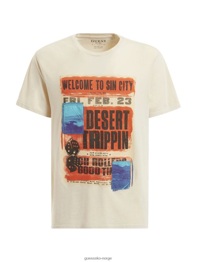 Guess hvit multi front print t-skjorte ny trend hvit multi menn F0LJ8086