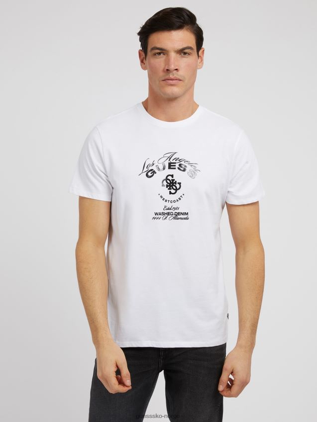 Guess hvit t-skjorte med folielogo hvit menn F0LJ80681