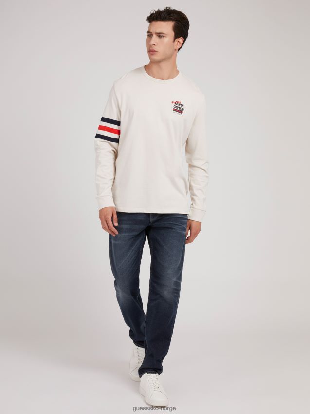 Guess hvit t-skjorte med lange ermer hvit menn F0LJ801497