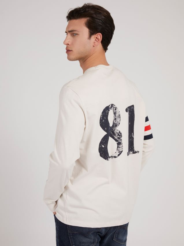 Guess hvit t-skjorte med lange ermer hvit menn F0LJ801497