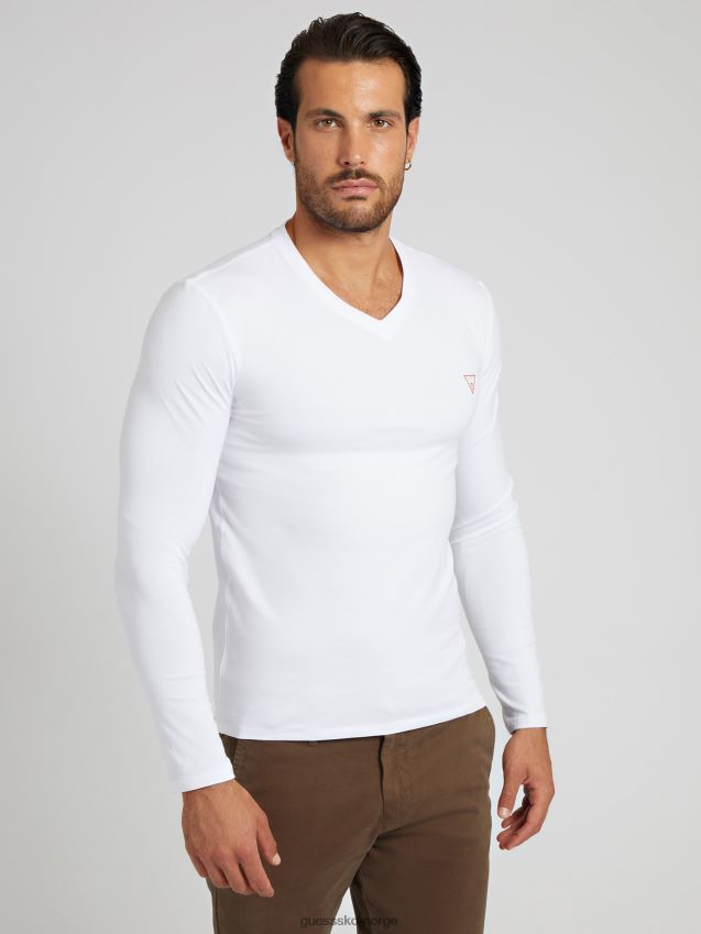 Guess hvit t-skjorte med lange ermer hvit menn F0LJ80731