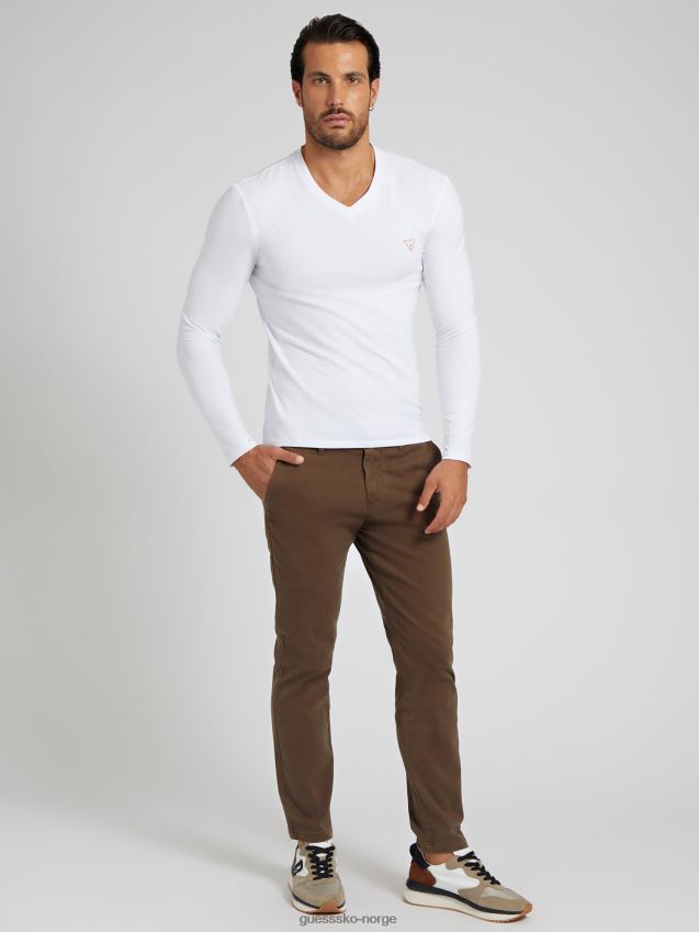 Guess hvit t-skjorte med lange ermer hvit menn F0LJ80731