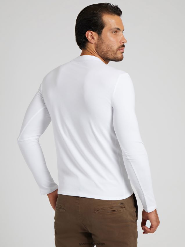 Guess hvit t-skjorte med lange ermer hvit menn F0LJ80731