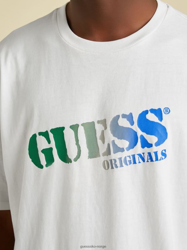Guess hvit t-skjorte med logo foran hvit menn F0LJ801191