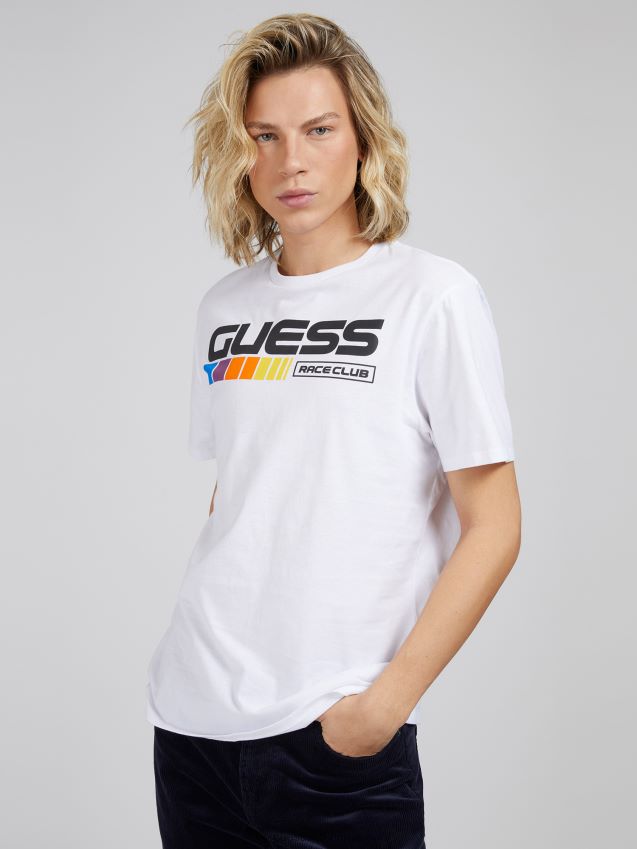 Guess hvit t-skjorte med logo foran hvit menn F0LJ801517