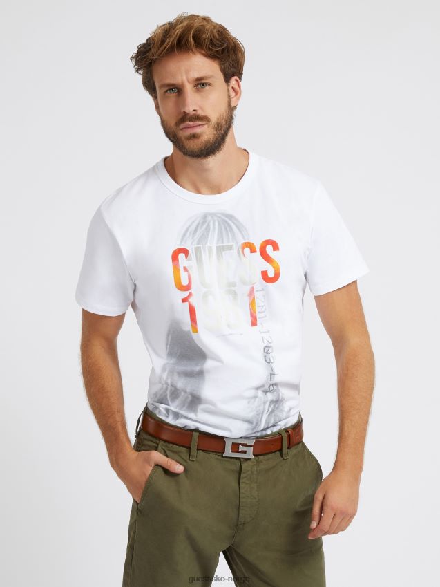 Guess hvit t-skjorte med logo foran hvit menn F0LJ8096