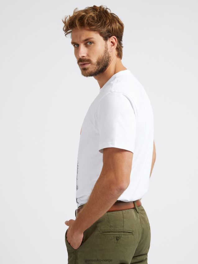 Guess hvit t-skjorte med logo foran hvit menn F0LJ8096