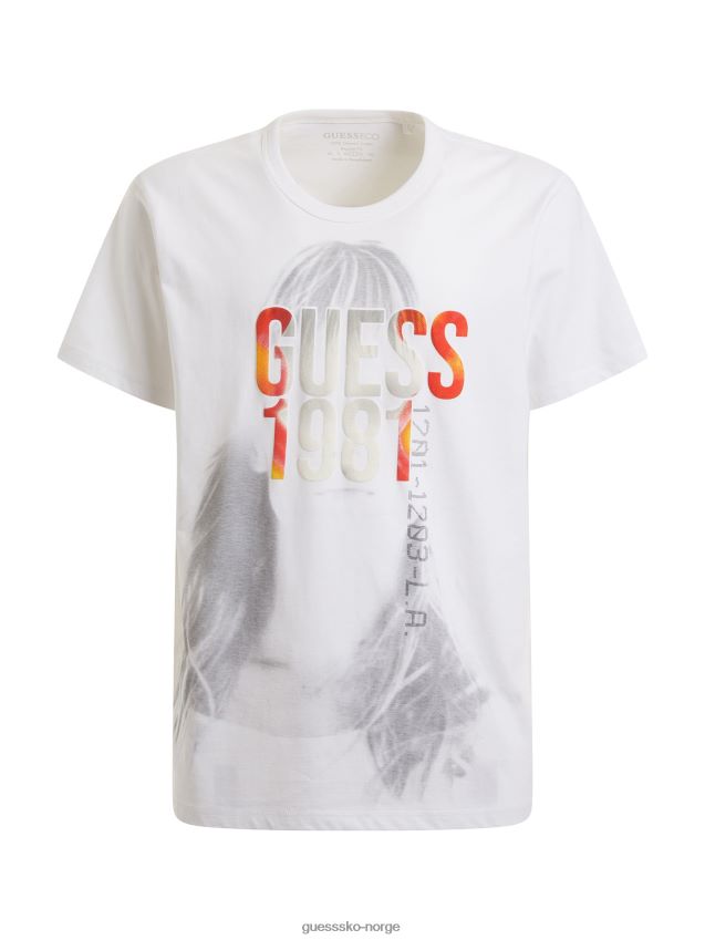 Guess hvit t-skjorte med logo foran hvit menn F0LJ8096