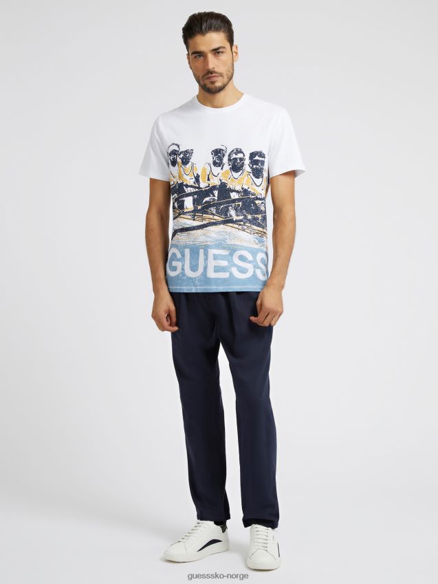 Guess hvit t-skjorte med makrotrykk hvit menn F0LJ80831