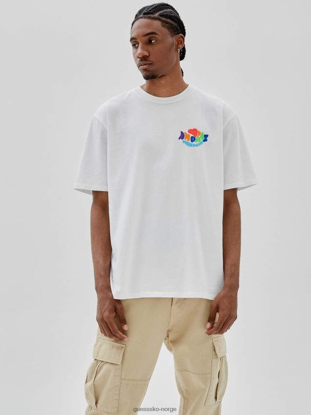 Guess hvit t-skjorte med trykk bak hvit menn F0LJ80562