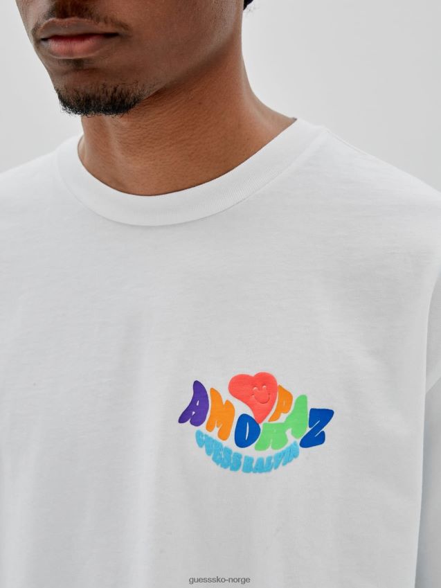 Guess hvit t-skjorte med trykk bak hvit menn F0LJ80562