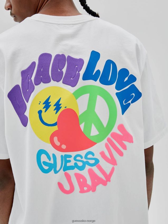 Guess hvit t-skjorte med trykk bak hvit menn F0LJ80562