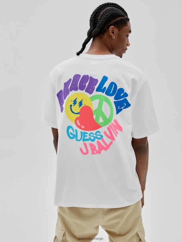 Guess hvit t-skjorte med trykk bak hvit menn F0LJ80562