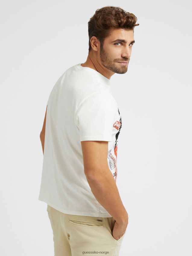 Guess hvit t-skjorte med trykk foran hvit menn F0LJ80827