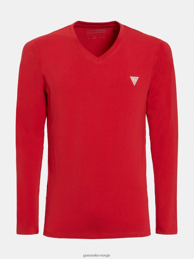 Guess langermet t-skjorte rød rød menn F0LJ80905