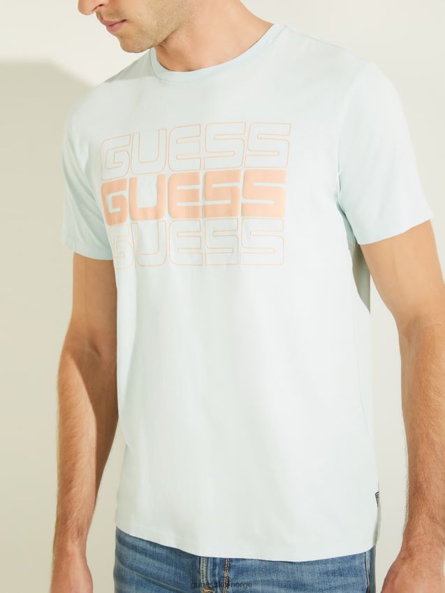 Guess logo foran t-skjorte lyseblå lyse blå menn F0LJ801488