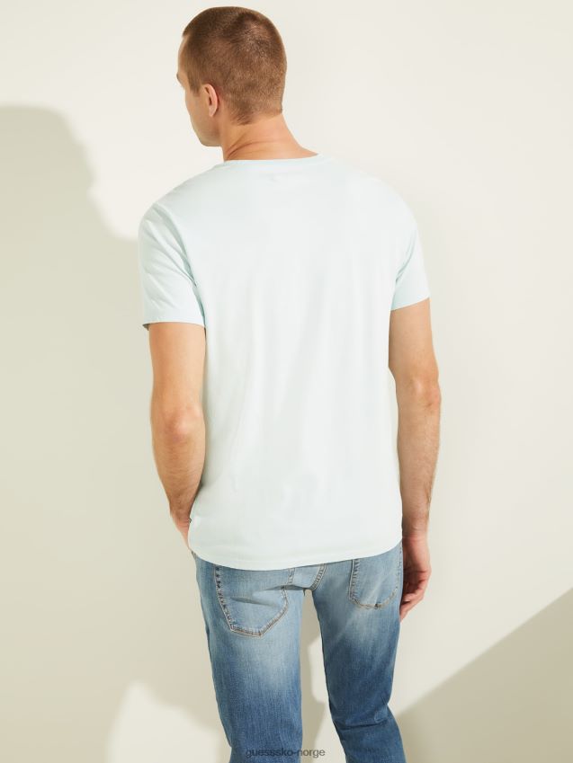 Guess logo foran t-skjorte lyseblå lyse blå menn F0LJ801488