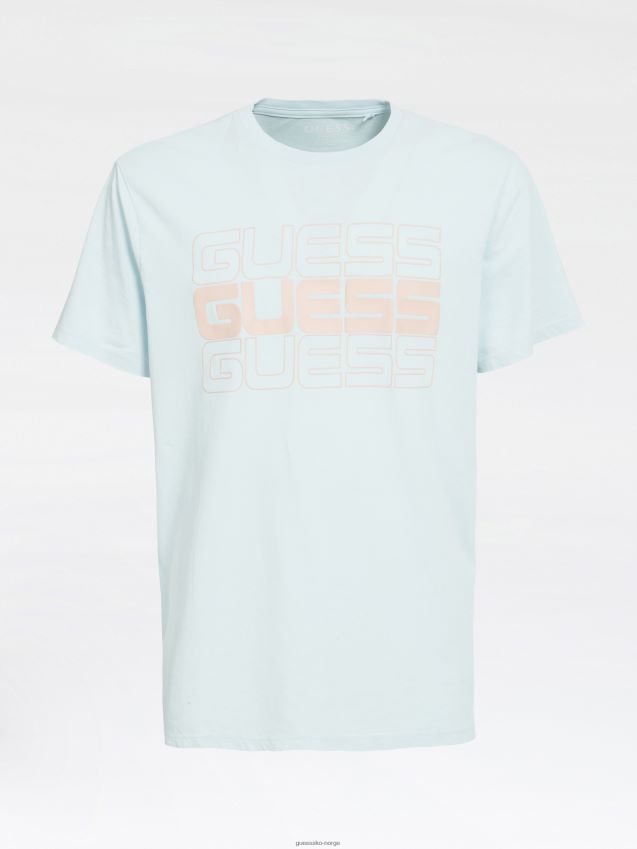 Guess logo foran t-skjorte lyseblå lyse blå menn F0LJ801488