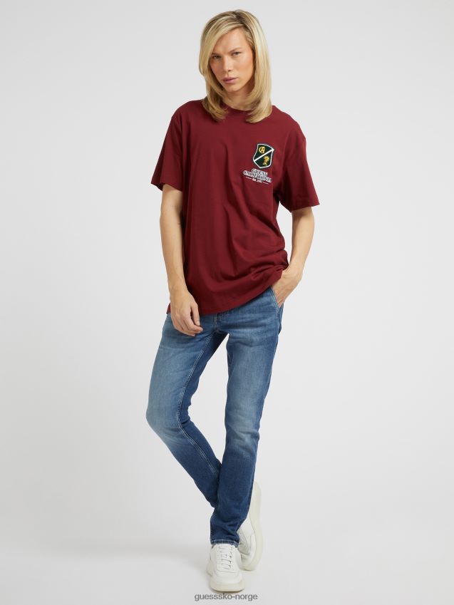 Guess merket t-skjorte burgunder burgunder menn F0LJ80943