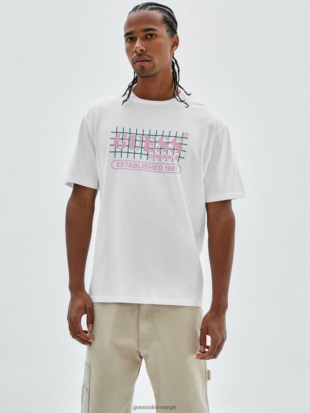 Guess ny t-skjortetrend med hvit foran logo hvit menn F0LJ80278