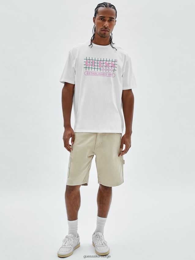 Guess ny t-skjortetrend med hvit foran logo hvit menn F0LJ80278