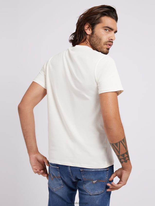 Guess ny t-skjortetrend med hvit frontprint hvit menn F0LJ80309