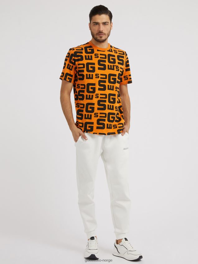 Guess oransje over hele logo-t-skjorte oransje menn F0LJ80151