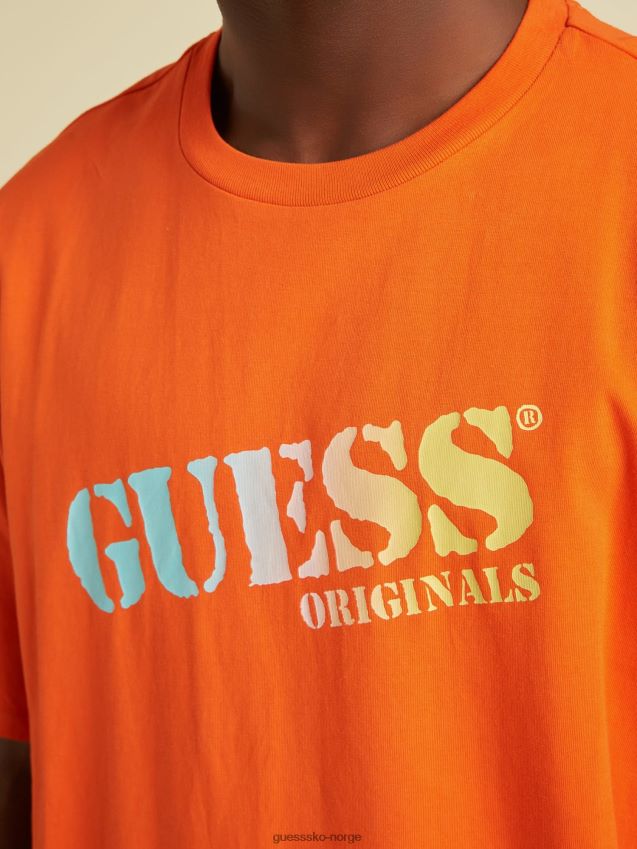 Guess oransje t-skjorte med logo foran oransje menn F0LJ801322