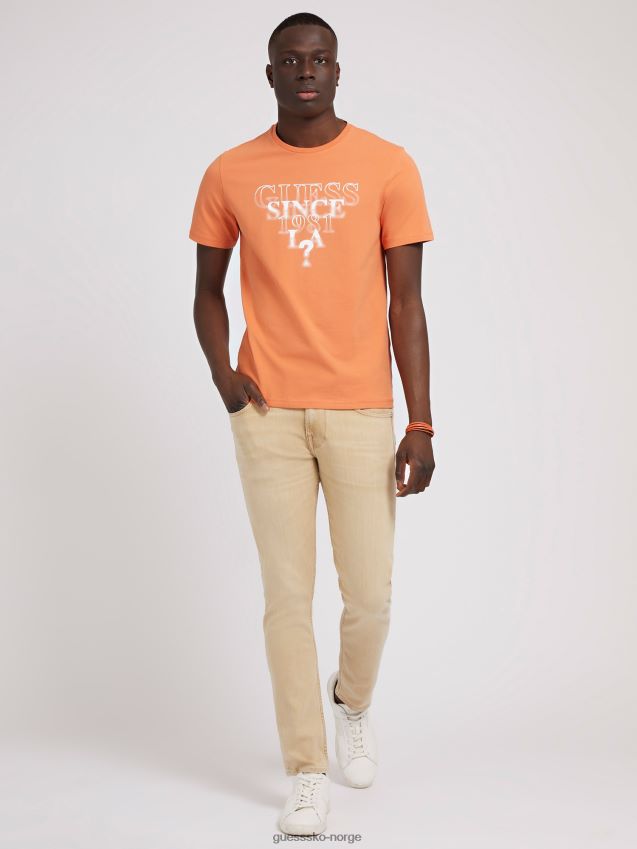 Guess oransje t-skjorte med logo foran oransje menn F0LJ8073