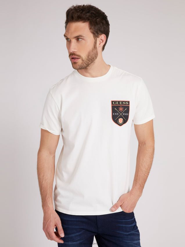 Guess patch t-skjorte hvit hvit menn F0LJ801097