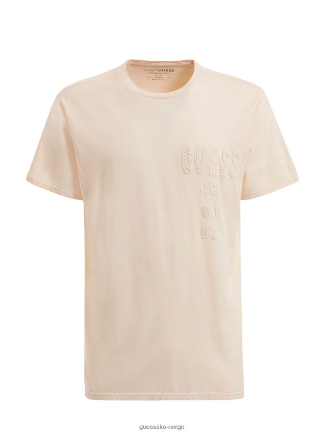 Guess rosa t-skjorte med brodert logo foran rosa menn F0LJ80211