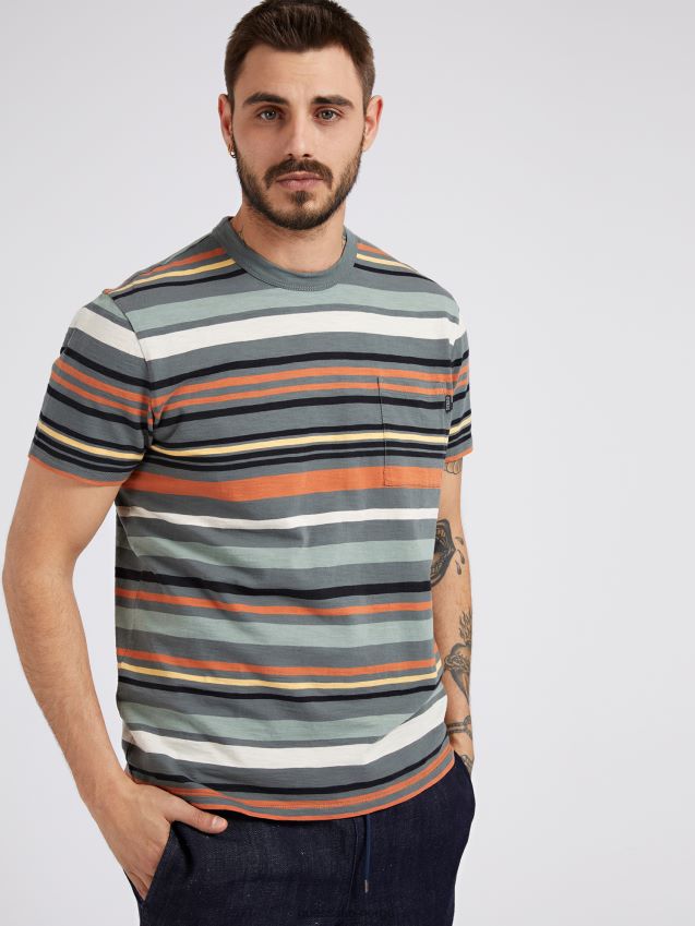 Guess stripe motiv t-skjorte nyanser av oransje nyanser av oransje menn F0LJ801044