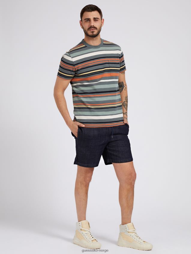 Guess stripe motiv t-skjorte nyanser av oransje nyanser av oransje menn F0LJ801044