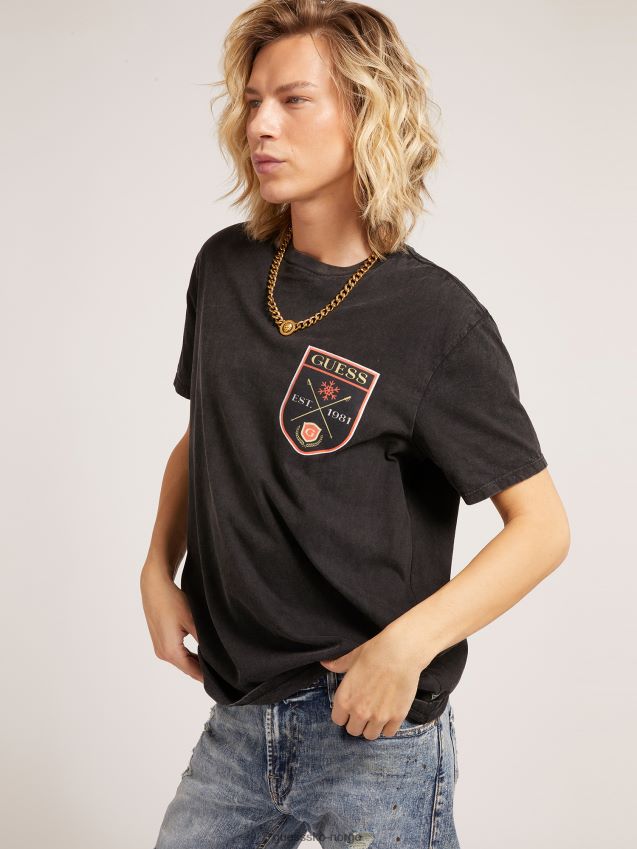 Guess svart multi patch t-skjorte svart multi menn F0LJ801380