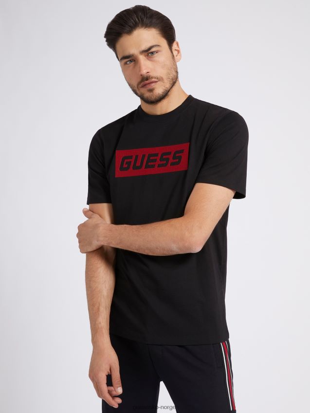 Guess svart ny logo t-skjorte foran svart menn F0LJ80241