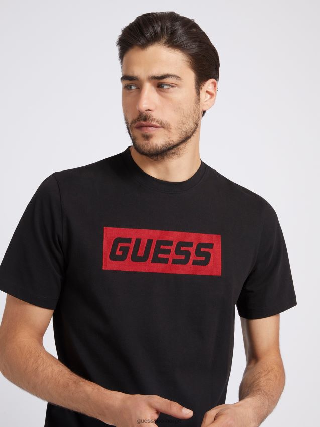 Guess svart ny logo t-skjorte foran svart menn F0LJ80241