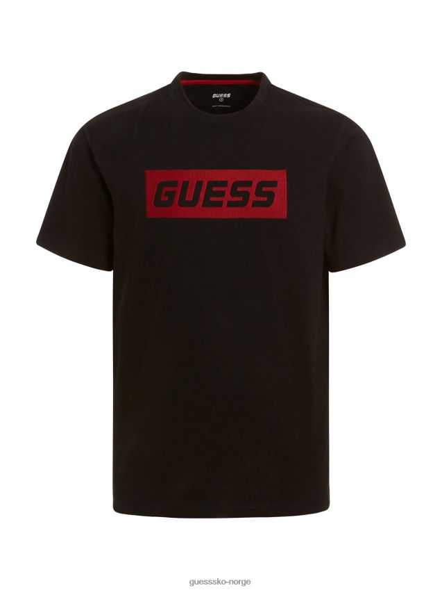 Guess svart ny logo t-skjorte foran svart menn F0LJ80241
