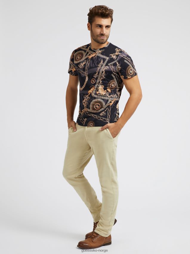 Guess svart t-skjorte med flere barokktrykk svart multi menn F0LJ80907