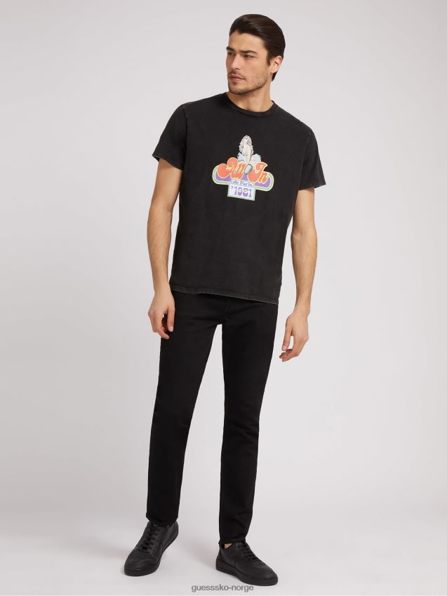 Guess svart t-skjorte med flere fronter svart multi menn F0LJ80313