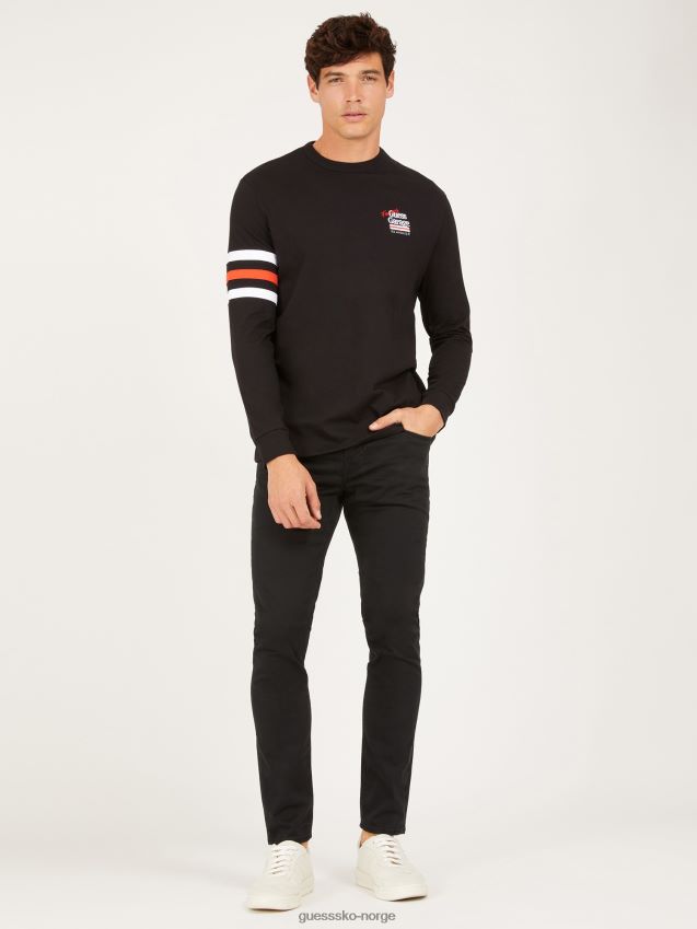 Guess svart t-skjorte med lange ermer svart menn F0LJ801482