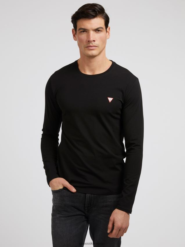 Guess svart t-skjorte med lange ermer svart menn F0LJ80582