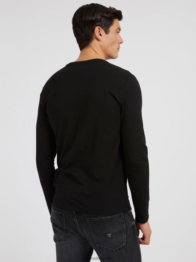 Guess svart t-skjorte med lange ermer svart menn F0LJ80582