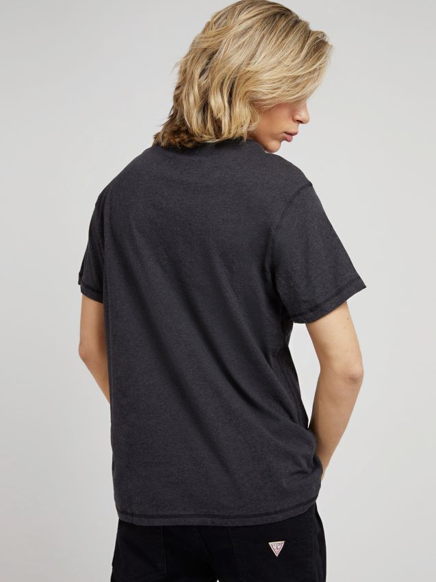 Guess svart t-skjorte med trykk foran svart menn F0LJ801171